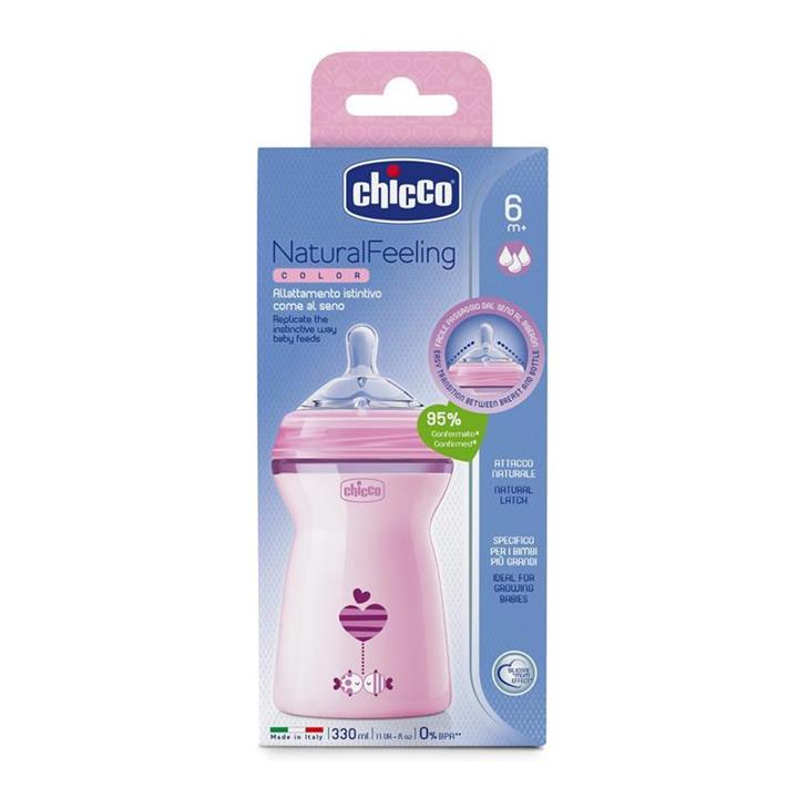 شیشه شیر صورتى 330 میل چیکو Chicco Pink